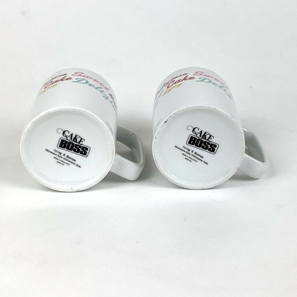 Set of 2 CAKE BOSS Icing & Script Quotes 10 fl. oz. Coffee Tea Mug Cups - Picture 5 of 7